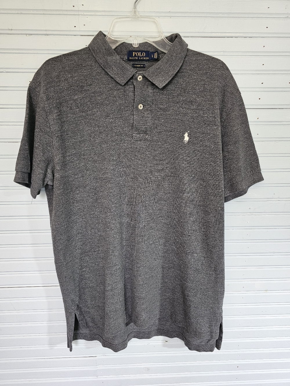 Polo Ralph Lauren Charcoal Gray Classic Fit Pony Logo Polo Shirt Mens Size Large